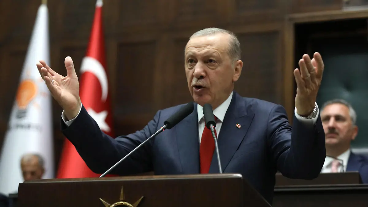 Recep Tayyip Erdogan Addresses The Ankara Parliament - Turkey President of Turkiye and leader of the Justice and Development Party AKP Recep Tayyip Erdogan, addresses his lawmakers at the parliament in Ankara, on June 26, 2024. Photo by Depo Photos/ABACAPRESS.COM Ankara Turkey PUBLICATIONxNOTxINxFRAxUK Copyright: xDepoxPhotos/ABACAx