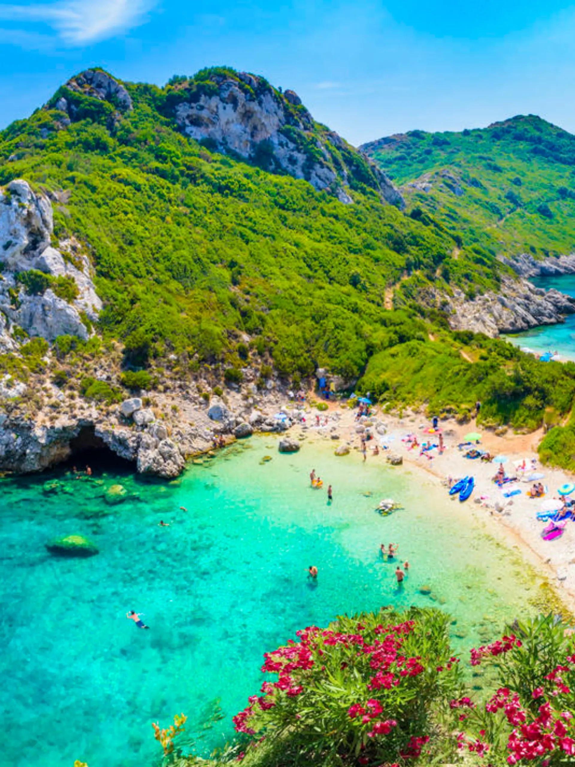 Aerial view of  Porto Timoni, Afionas region, Corfu