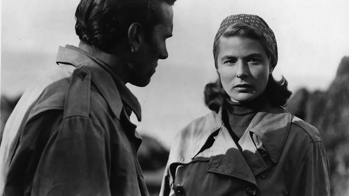 Ingrid Bergman in „Stromboli” Film: „Stromboli” (Stromboli, Terra di dio) (Italien 1949; Regie und Buch: Roberto Rossellini). - Szene mit Ingrid Bergman. -