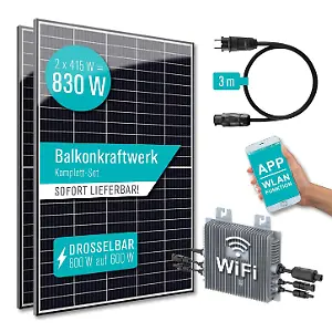Balkonkraftwerk 830 W / 800W drosselbar auf 600W Steckerfertig mit Wifi