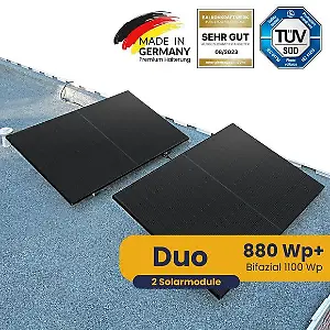 Kleines Kraftwerk Duo Flachdach Komplettpaket (880Wp+) Bifazial