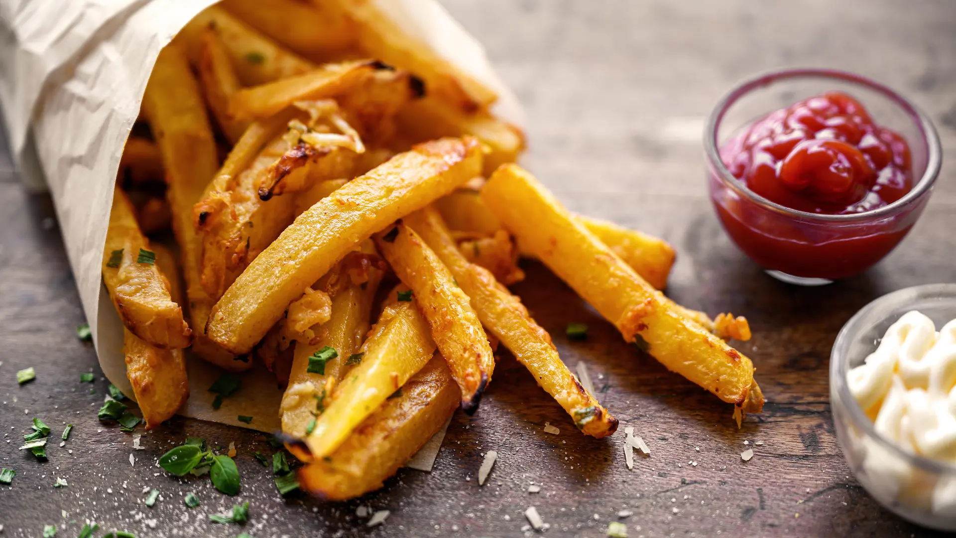 French fries with turnip and parmesan, Quebec, Canada