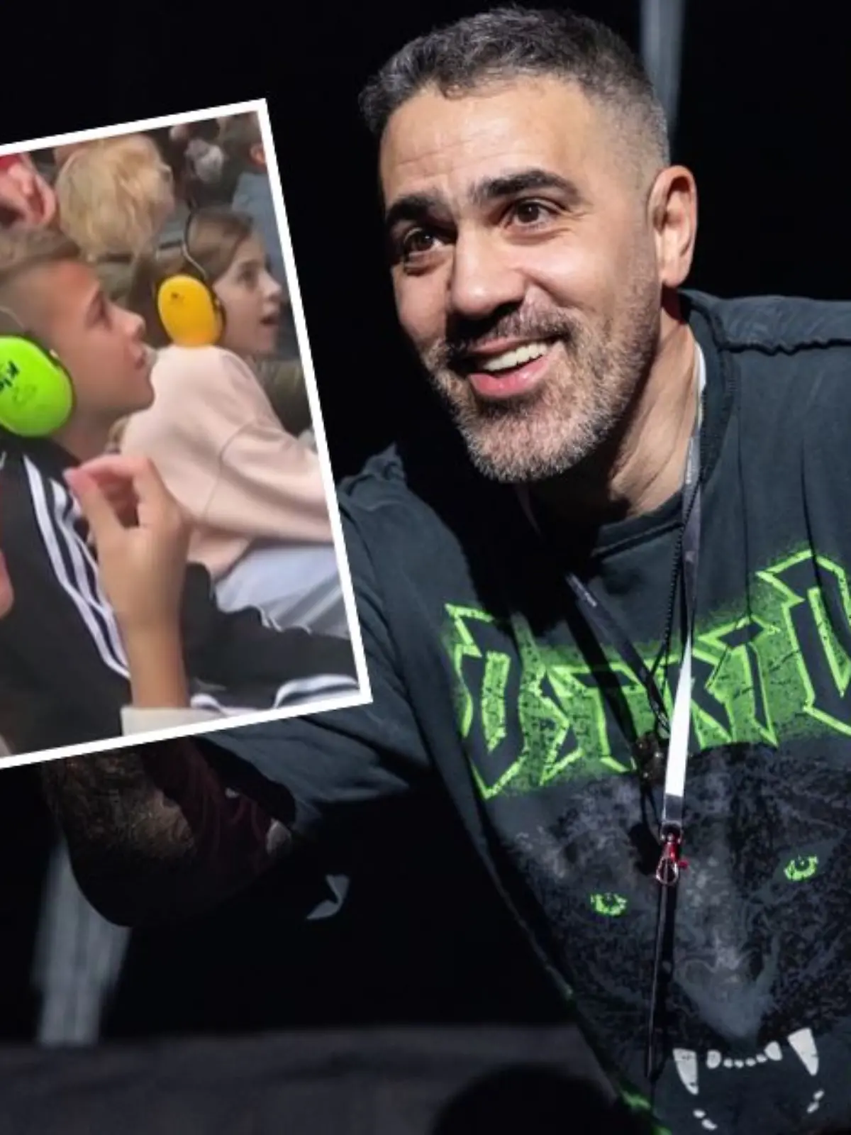 Collage von Bushido und seinen Kindern beim Konzert