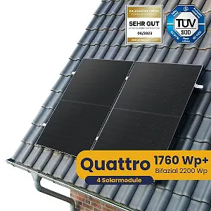 Quattro Ziegeldach Komplettpaket (1760Wp+) Bifazial