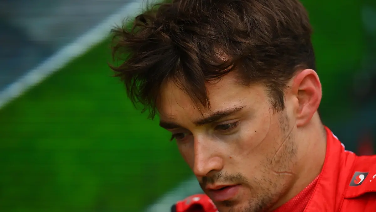 IMOLA, ITALY - APRIL 24: 6th placed Charles Leclerc of Monaco and Ferrari looks dejected in parc ferme after spinning out from third position with 10 laps remaining during the F1 Grand Prix of Emilia Romagna at Autodromo Enzo e Dino Ferrari on April 24, 2022 in Imola, Italy. (Photo by Dan Mullan/Getty Images)