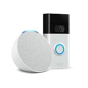Ring-Videotürklingel (zweite Generation) und Echo Pop