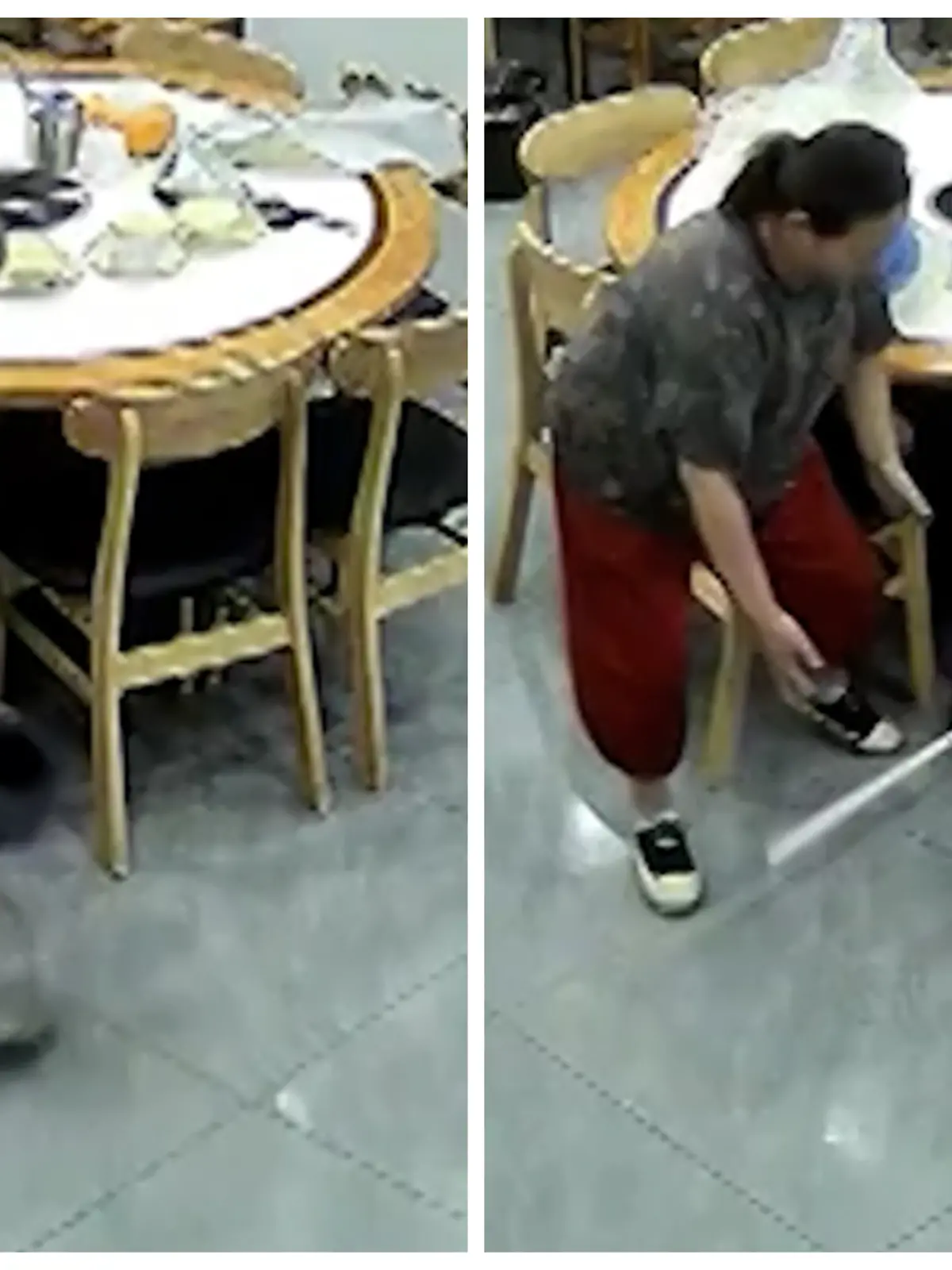 Fofotkollage: Links Katze im Angriff auf Kellnerin und rechts kurz vor dem Angriff.