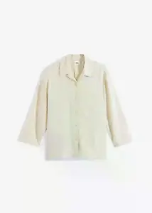 Reverskragen-Bluse mit Leinen