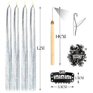 Glitzer-Haarsträhnen in Silber