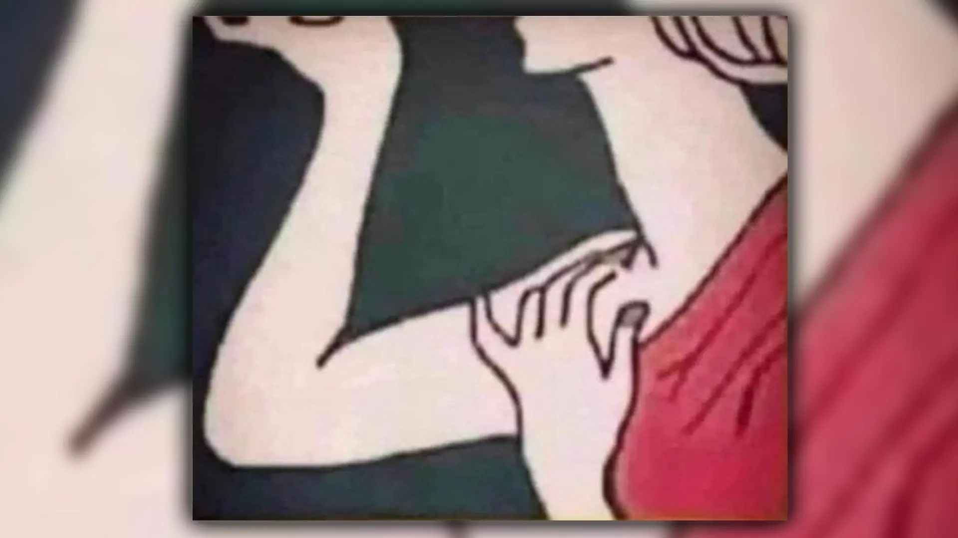 Das Bild wird erst zur optischen Täuschung, wenn es auf dem Kopf steht. Hier deutlich zu sehen: Eine Frau fasst sich an die Schulter.