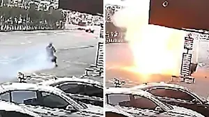 E-Scooter gerät plötzlich in Brand – und explodiert fünfmal! Sekunden retten Fahrer das Leben!