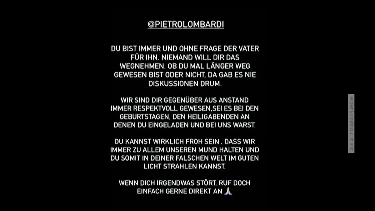 Julian Engels äußert sich in seiner Instagram-Story zu Pietro Lombardis Vorwürfen.