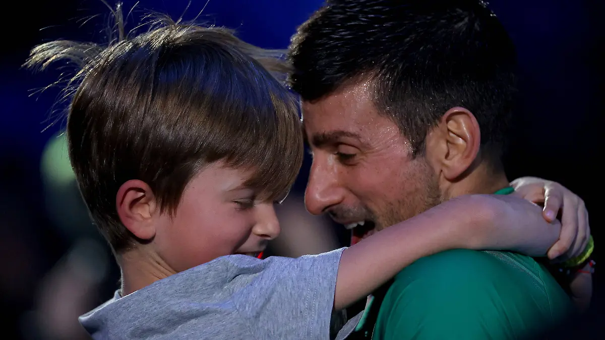 Mandatory Credit: Photo by Ella Ling/Shutterstock 13622920aw Novak Djokovic of Serbia celebrates with his son Stefan Nitto ATP, Tennis Herren Finals, Tennis, Turin, Italy - 20 Nov 2022 Nitto ATP Finals, Tennis, Turin, Italy - 20 Nov 2022 PUBLICATIONxINxGERxSUIxAUTXHUNxGRExMLTxCYPxROMxBULxUAExKSAxONLY Copyright: xEllaxLing/Shutterstockx 13622920aw