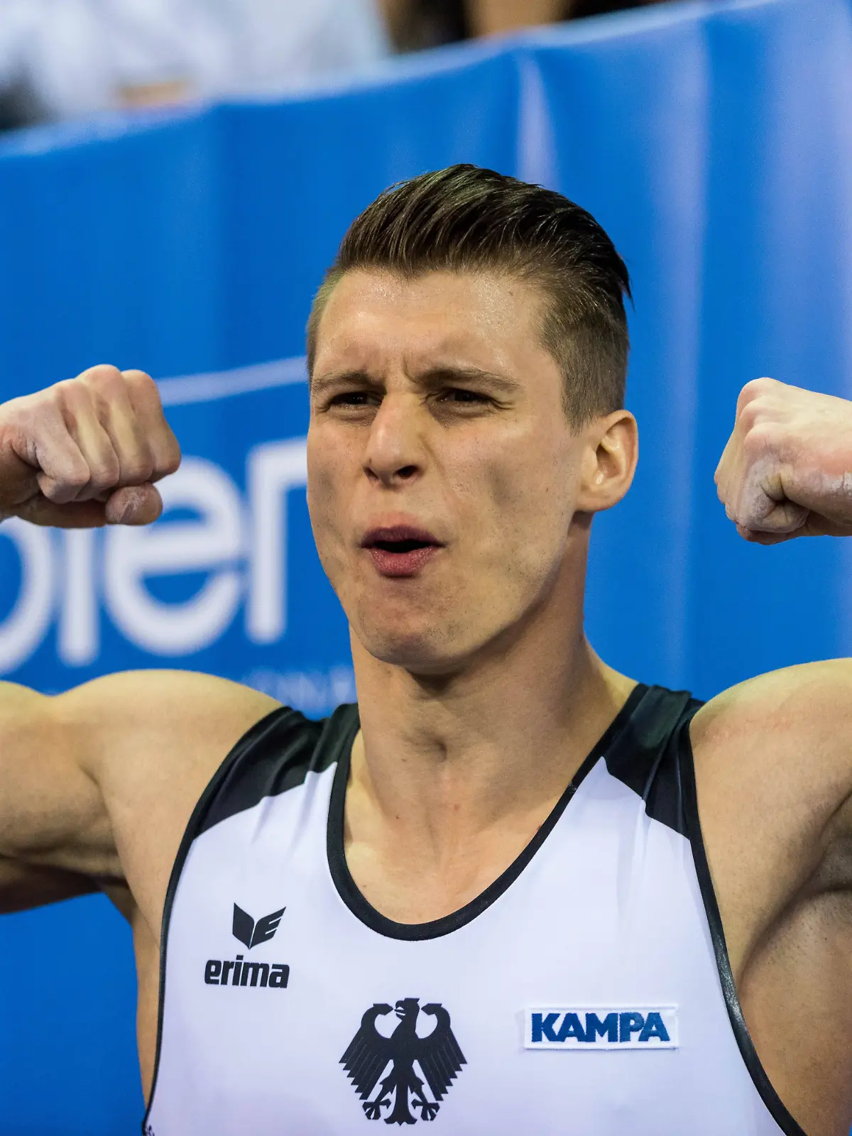 Bilder des Tages - SPORT Lukas Dauser (GER) after his performance on the parallel bars during the Men s Apparatus Finals at the European Men s and Women s Artistic Gymnastics Championships in Cluj Napoca, Romania. 23.04.2017 