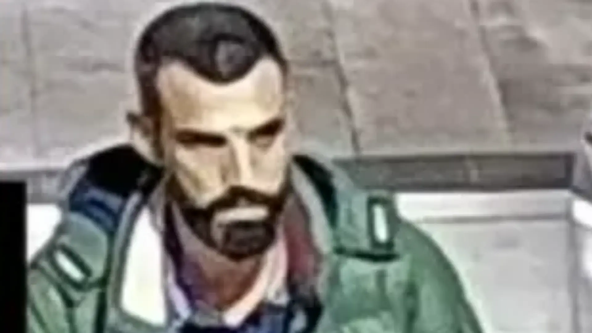 Ein Mann auf einem Überwachungsbild.