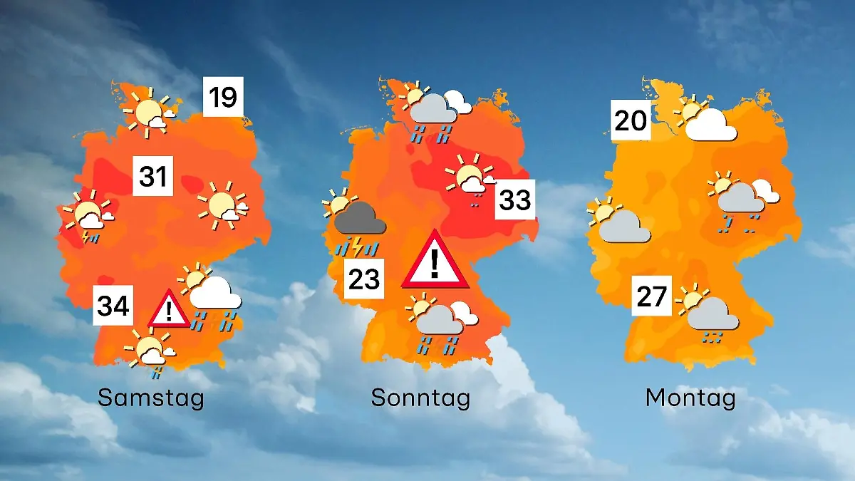 Wettertrend für 3 Tage in Deutschland