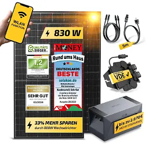 830-Watt-Balkonkraftwerk mit Speicher von Solakon