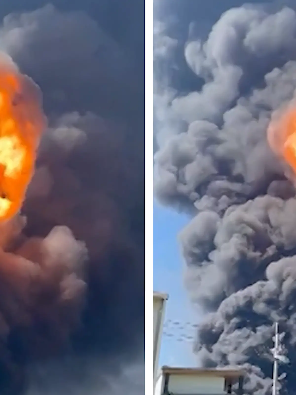 Er sieht aus wie ein gigantischer Pilz aus Feuer und Rauch! In der Stadt Tainan ist eine Kunststoff-Fabrik explodiert. Das Dach des Gebäudes wird durch die Luft geschleudert, als gewaltige Feuerbälle aus dem Inneren schießen.
