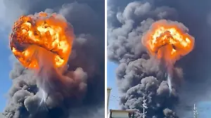 Feuerball am Himmel! Kunststoff-Fabrik explodiert in Taiwan Brand erst nach neun Stunden gelöscht!