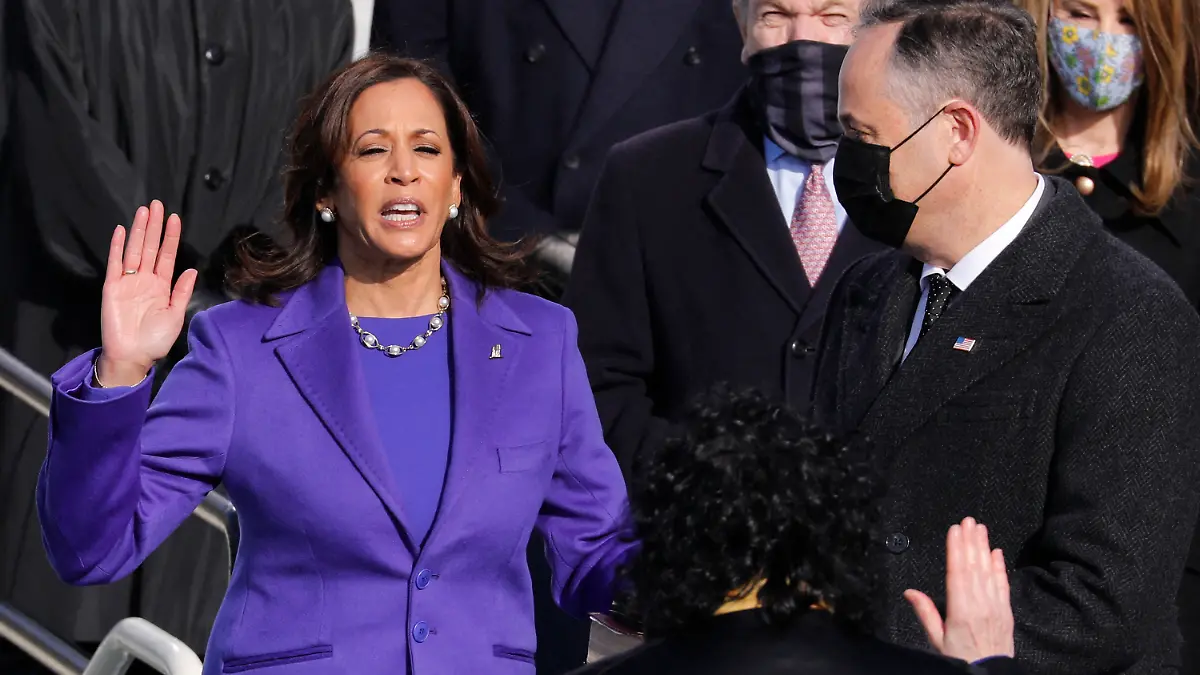 US-Vizepräsidentin Kamala Harris bei Joe Bidens Amtseinführung. 
