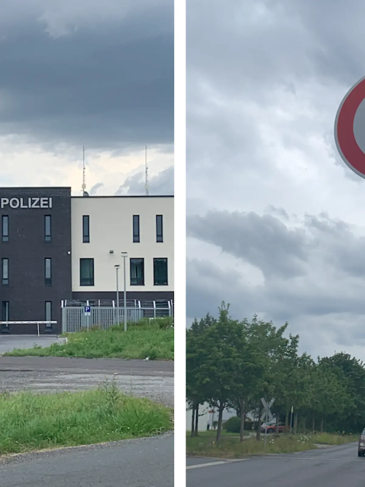 Polizeipräsidium Ost Kassel, für Fußgänger gesperrt.