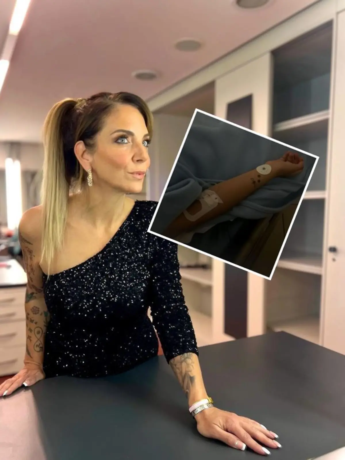 Collage von Danni Büchner und einem Krankenhausfoto von Jada.