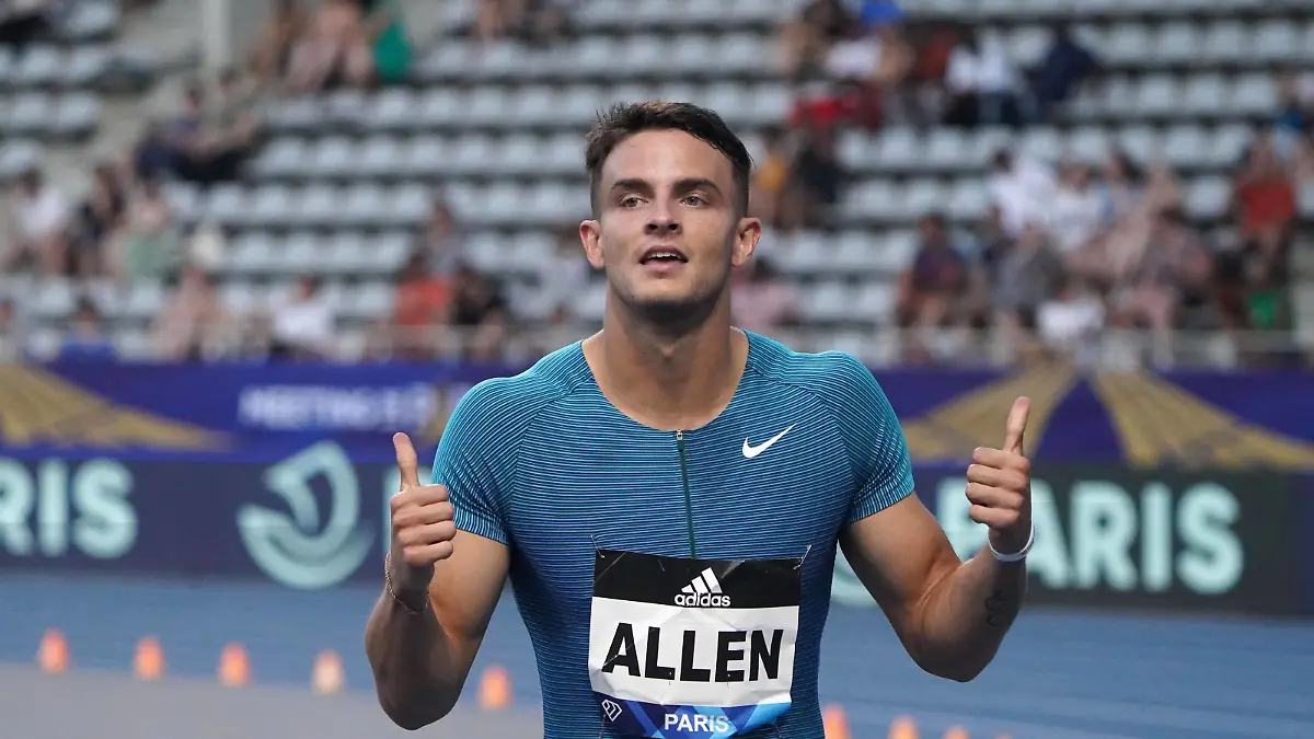 Paris, Leichtathletik, Wanda Diamond League Meeting de Paris 2022, Le Meilleur de Lathletisme 18.06.2022, Stade Charlety Paris, 110m Hürden Männer, 100m Hurdles Men, Devon Allen USA *** Paris, Athletics, Wanda Diamond League Meeting de Paris 2022, Le Meilleur de Lathletisme 18 06 2022, Stade Charlety Paris, 110m Hurdles Men, 100m Hurdles Men, Devon Allen USA 