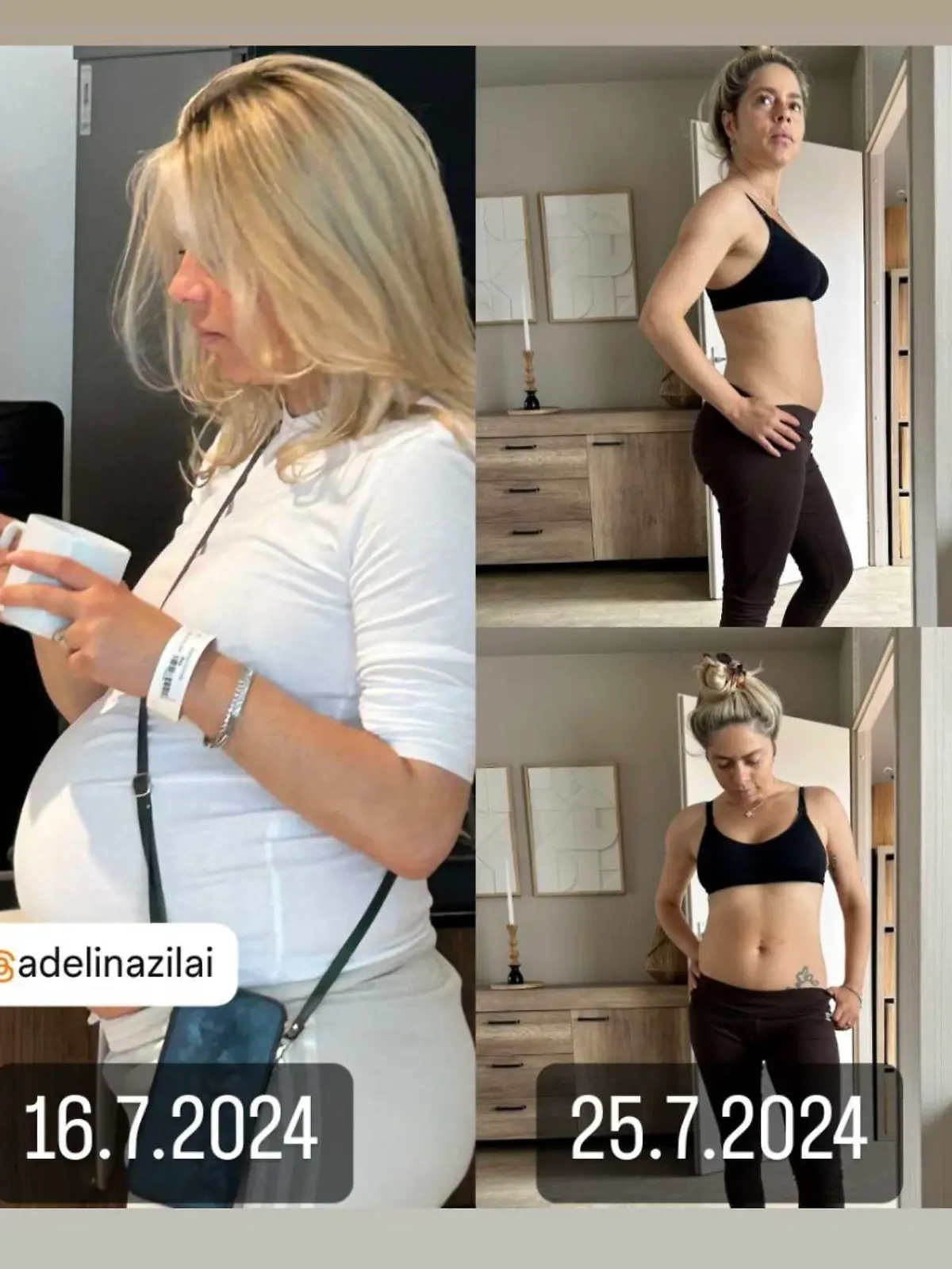 Neu-Papa Mola Adebisi zeigt nach der Geburt Vorher-Nachher-Fotos von Adelinas Babybauch