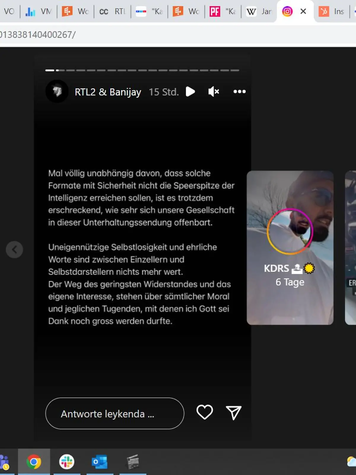 Jan Leyk holt auf seinem Instagram-Account sehr weit aus, um die Ereignisse ins rechte Licht zu rücken