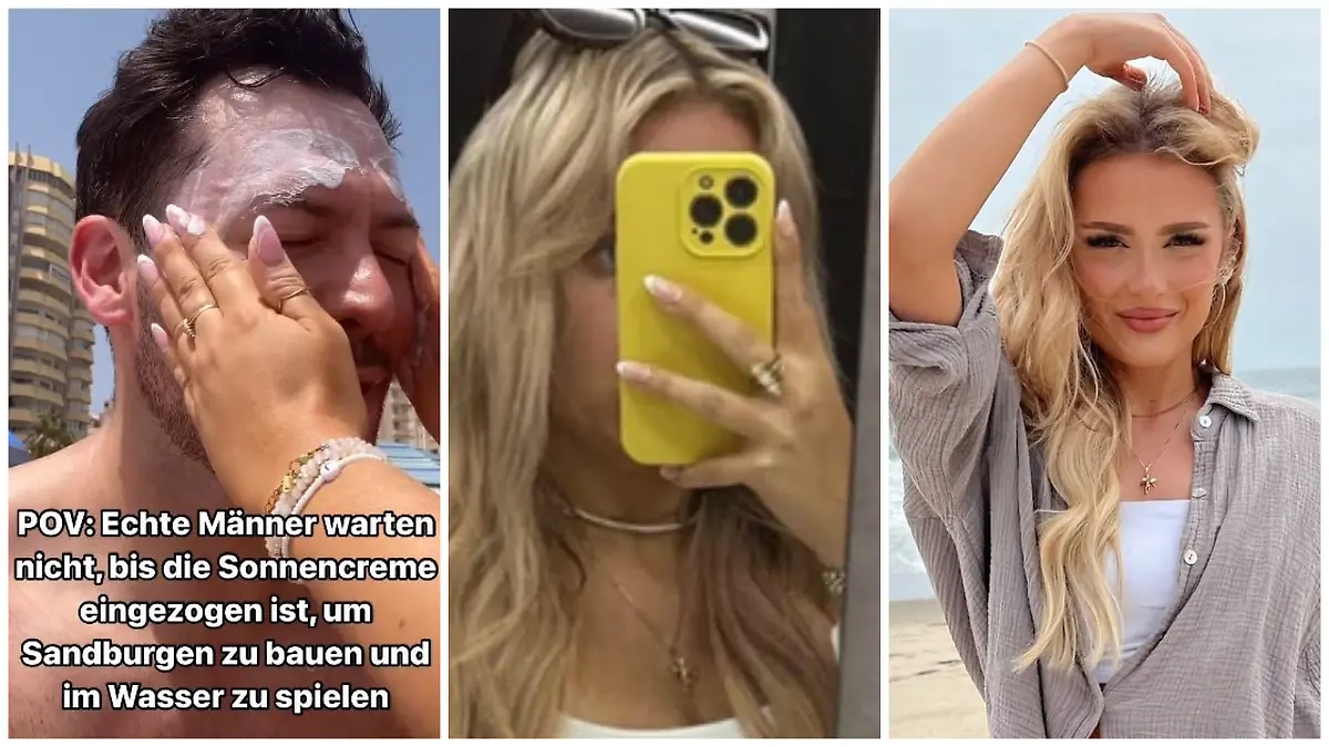 Sebastian Klaus wird von einer Dame eingecremt - die die gleichen Fingernägel und Ringe wie Jenny hat
