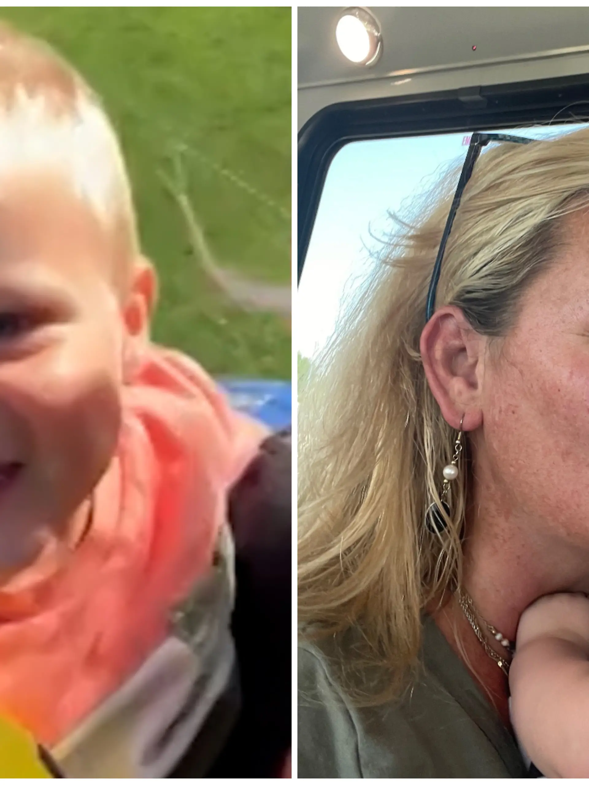 Fotokollage: links Levi lacht in die Kamera, rechts gibt Christie ihm einen Kuss auf die Wange
