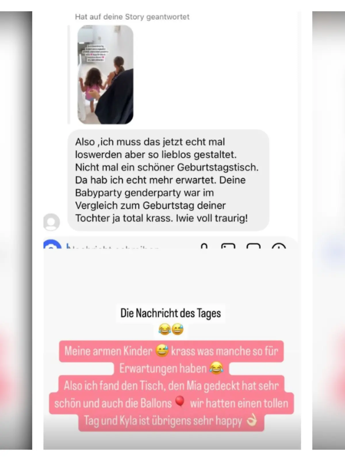 Bei Instagram bekam Sarah Harrison Kritik für die Geburtstagsfeier ihrer Tochter