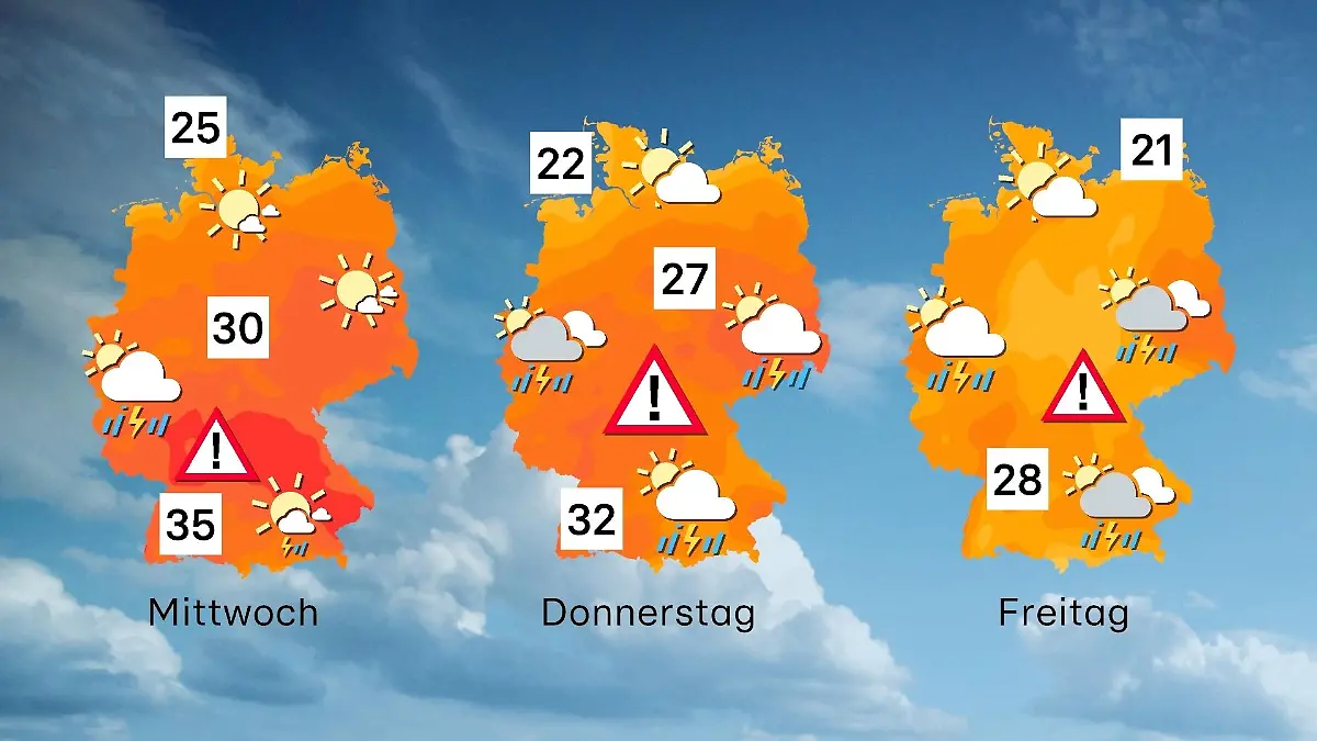 3-Tage-Wettertrend mit Unwettergefahr ab Mittwoch