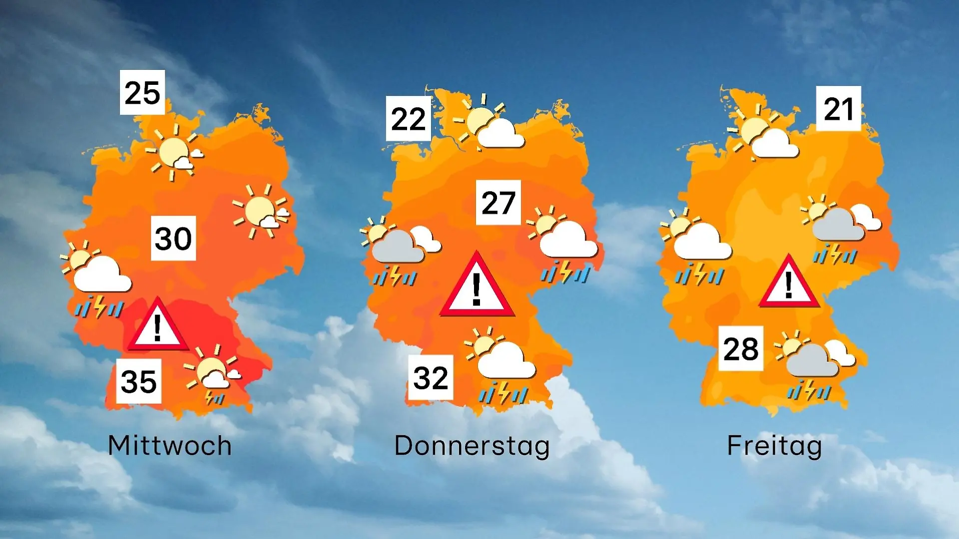 3-Tage-Wettertrend mit Unwettergefahr ab Mittwoch