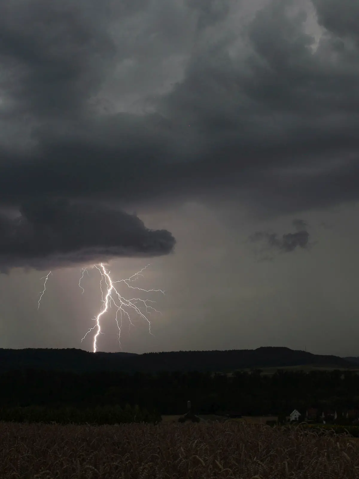 Eine Gewitterzelle mit Blitz und Donner baut sich über dem Großraum Heilbronn auf. Der Deutsche Wetterdienst kündigte Unwetter für Teile Baden-Württembergs an.