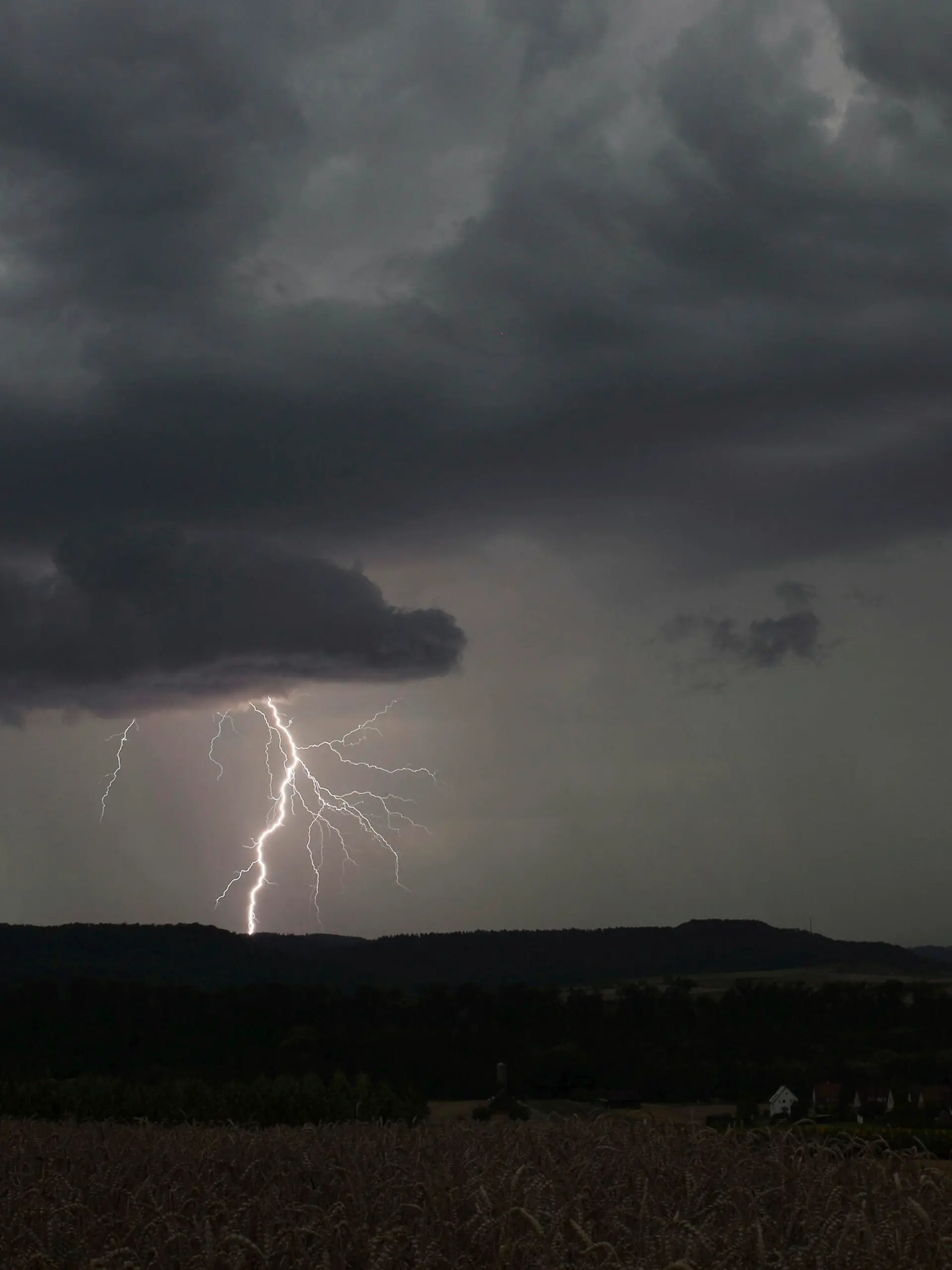 Eine Gewitterzelle mit Blitz und Donner baut sich über dem Großraum Heilbronn auf. Der Deutsche Wetterdienst kündigte Unwetter für Teile Baden-Württembergs an.