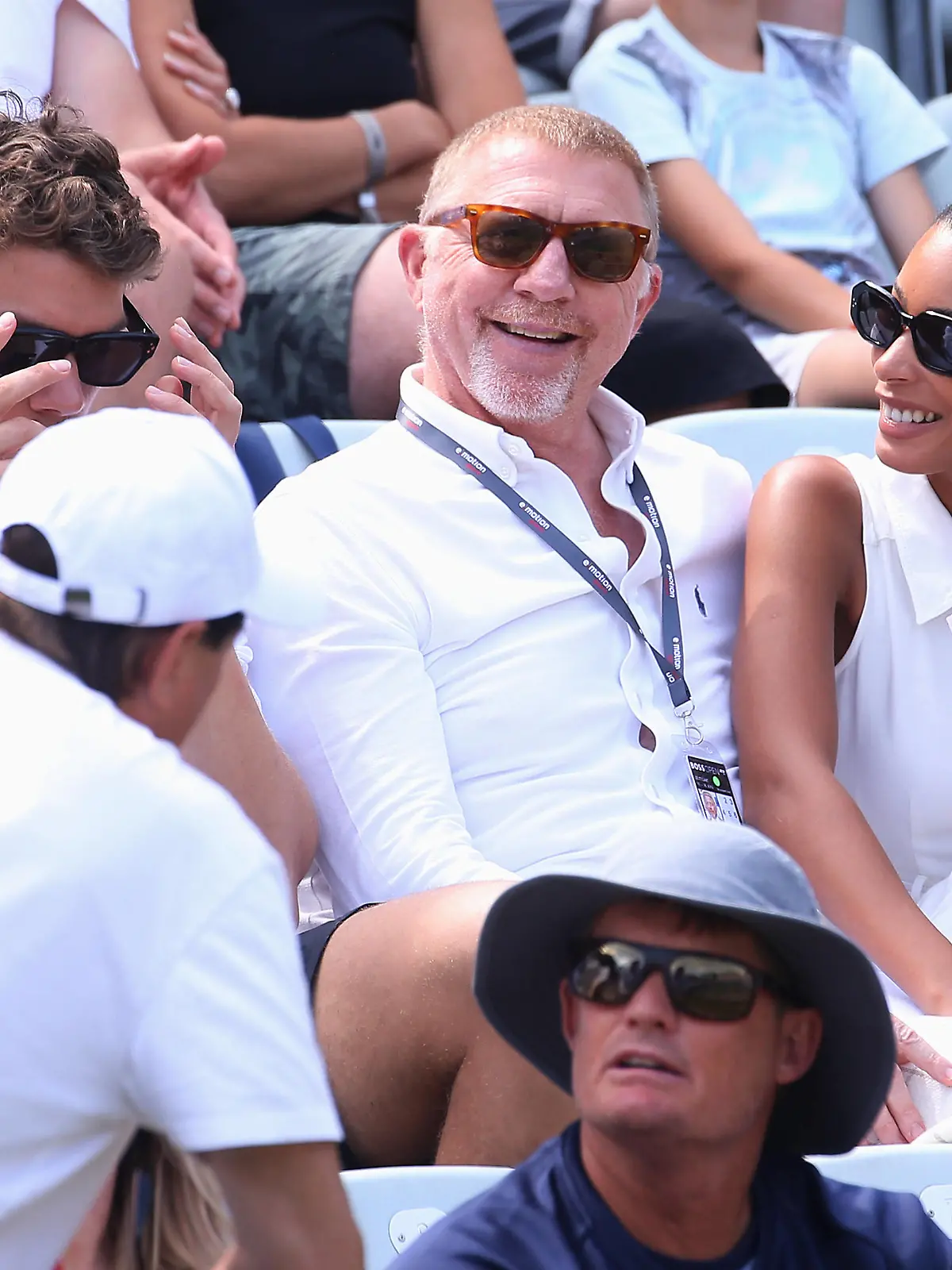 17.06.2023 Stuttgart, Tennis BOSS OPEN 2023 , Boris Becker Mitte mit Partnerin Lilian de Carvalho Monteiro und Sohn Elias *** 17 06 2023 Stuttgart, Tennis BOSS OPEN 2023 , Boris Becker center with partner Lilian de Carvalho Monteiro and son Elias