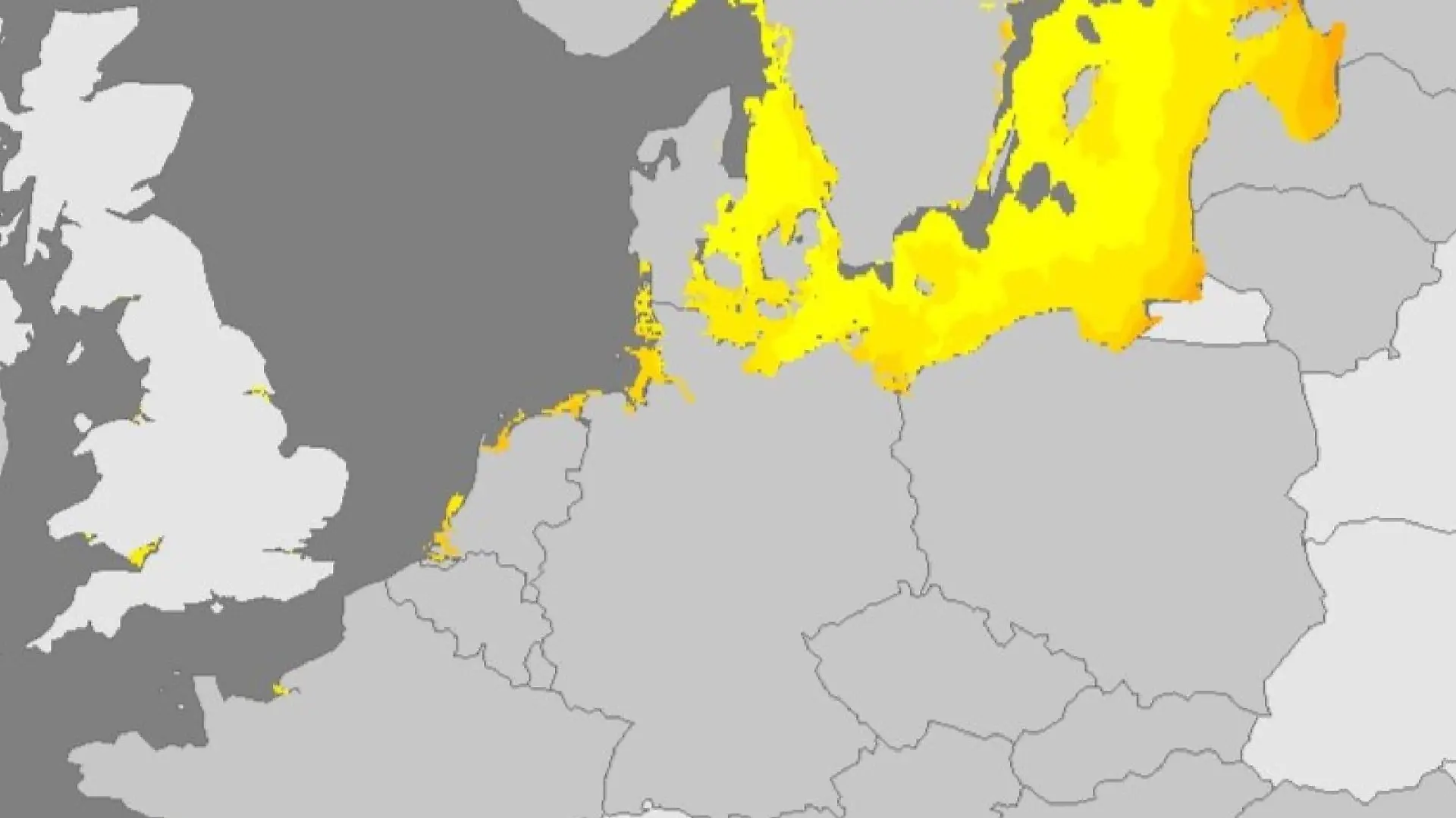 An Nord- und Ostsee ist das Vibrionen-Risiko gering bis mittel, wie die interaktive Karte des ESDC zeigt. (Stand: 31.7.2024)