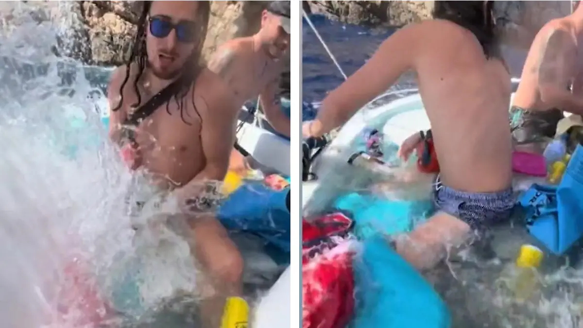 Boot unter Wasser! Suff-Touristen bechern einfach weiter Na dann, Prost Käpt'n!