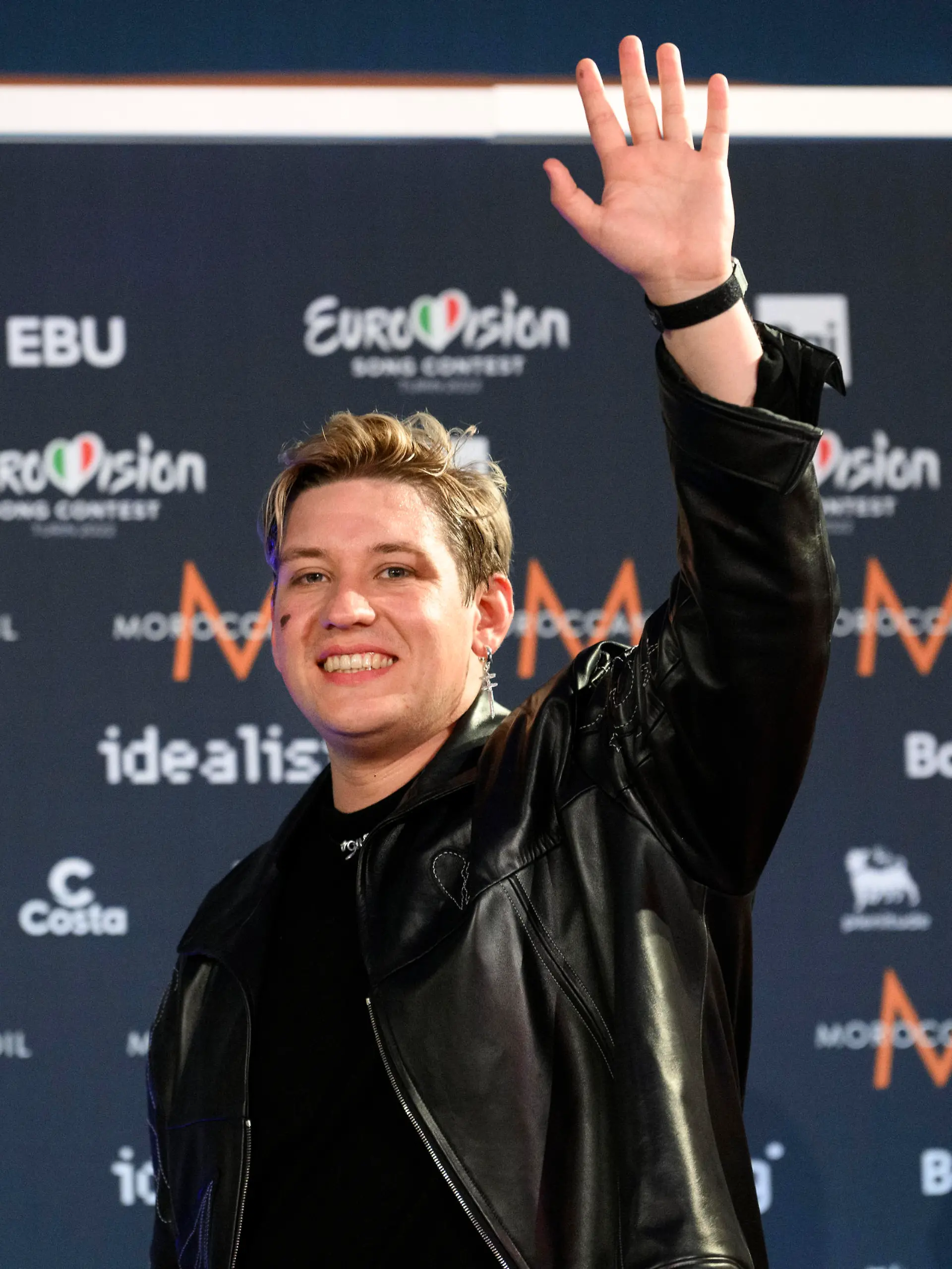 TURIN 20220510 Marius Bear fran Schweiz under en presstr?ff efter den f?rsta semifinalen i Eurovision 2022. Foto: Jessica Gow / TT kod 10070