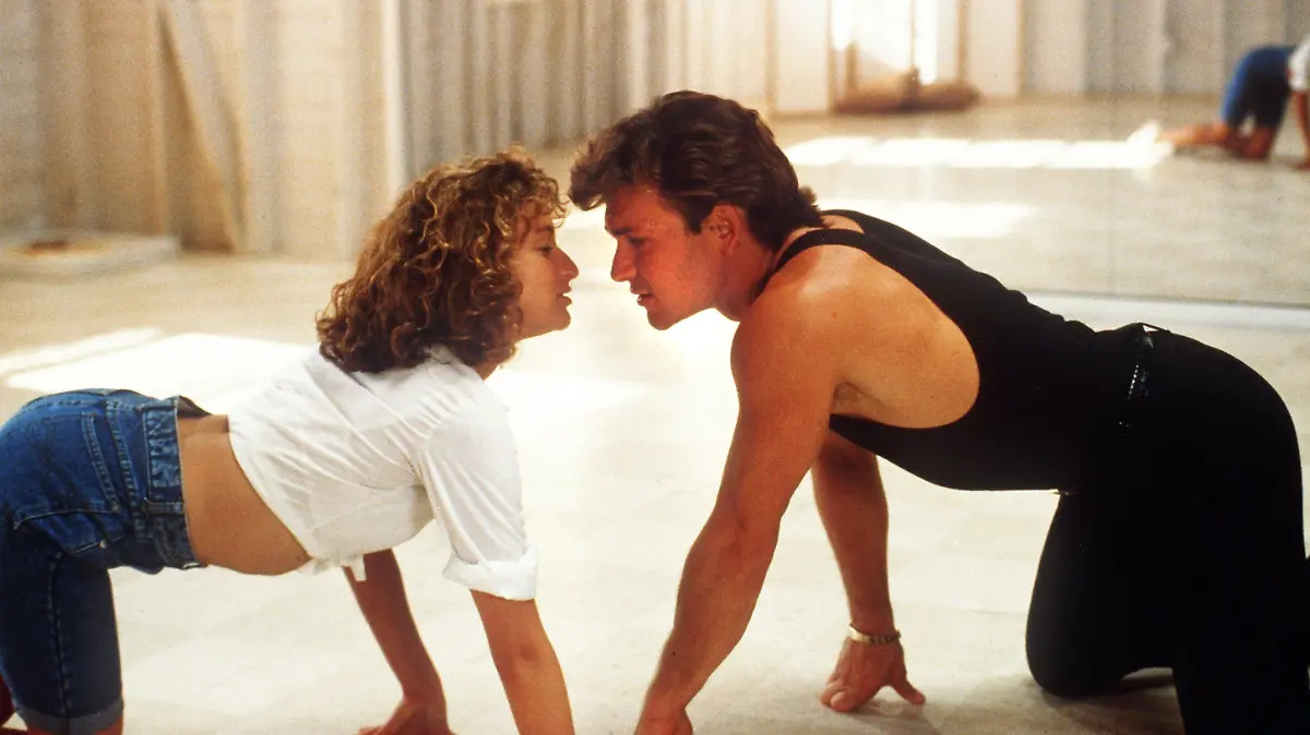Filmszene mit dem amerikanischen Schauspieler Patrick Swayze und seiner Partnerin Jennifer Grey in den Hauptrollen. Aufgenommen im September 1987.