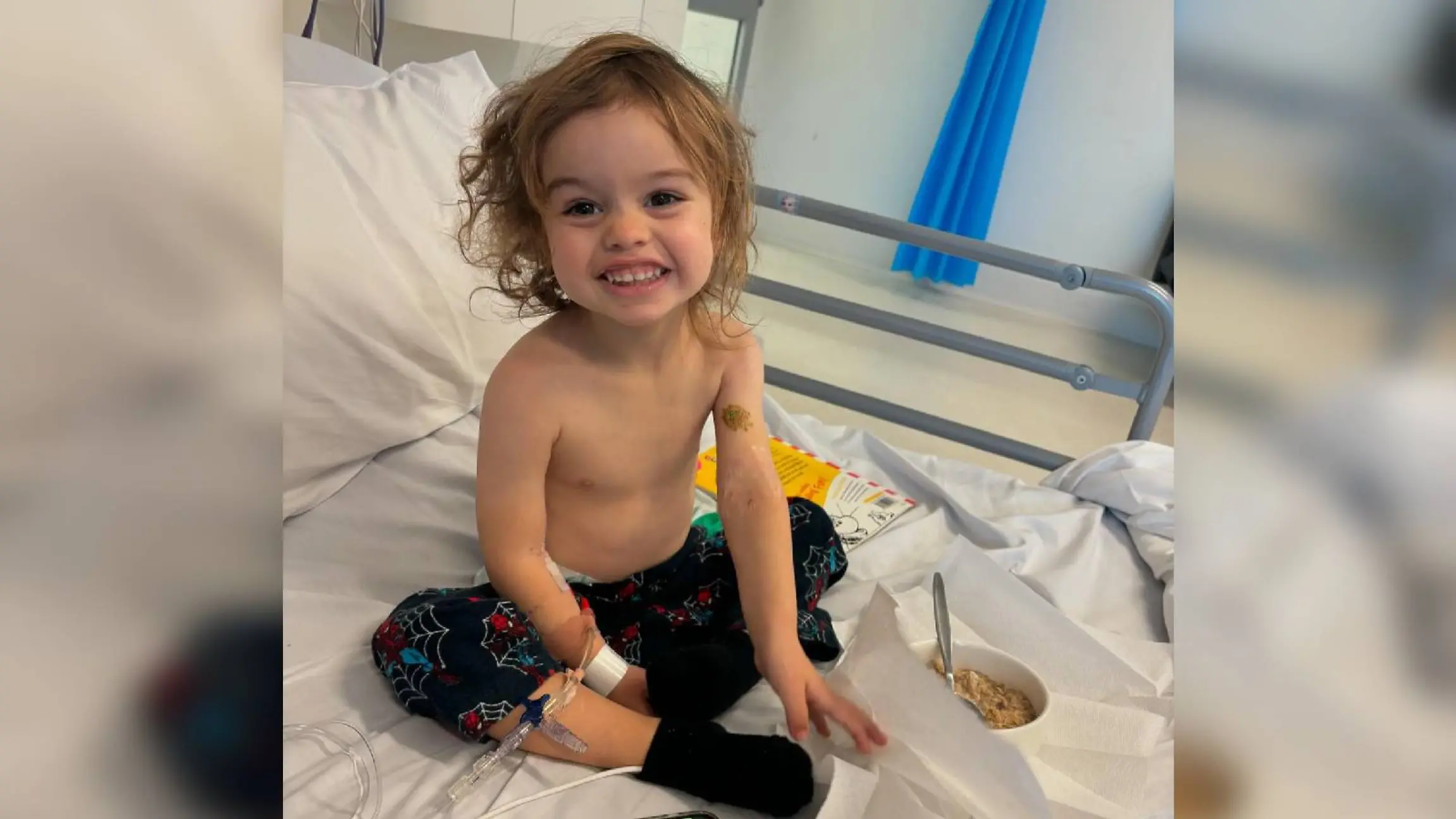 Oliver Norris (2) in seinem Krankenbett.