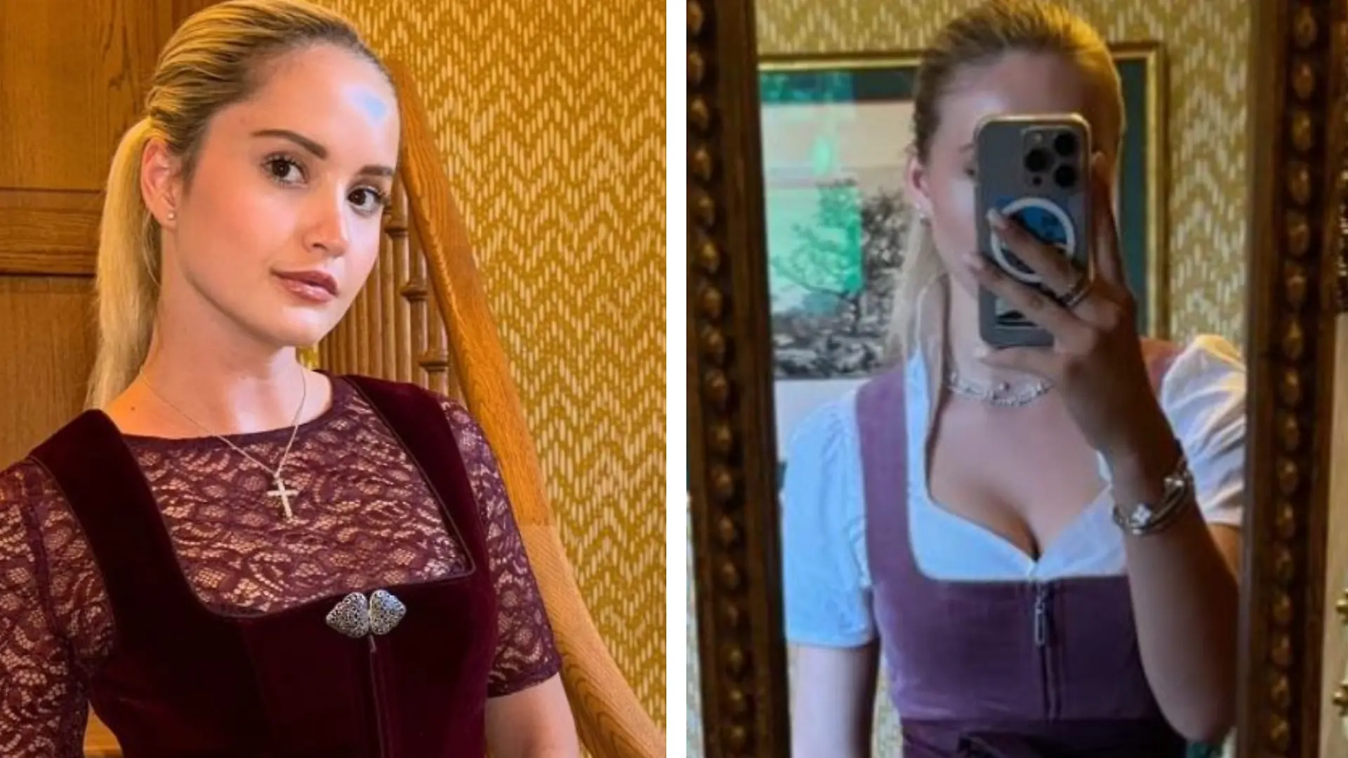 Davina und Shania Geiss im Dirndl. 