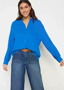 Oversized-Musselin-Longbluse