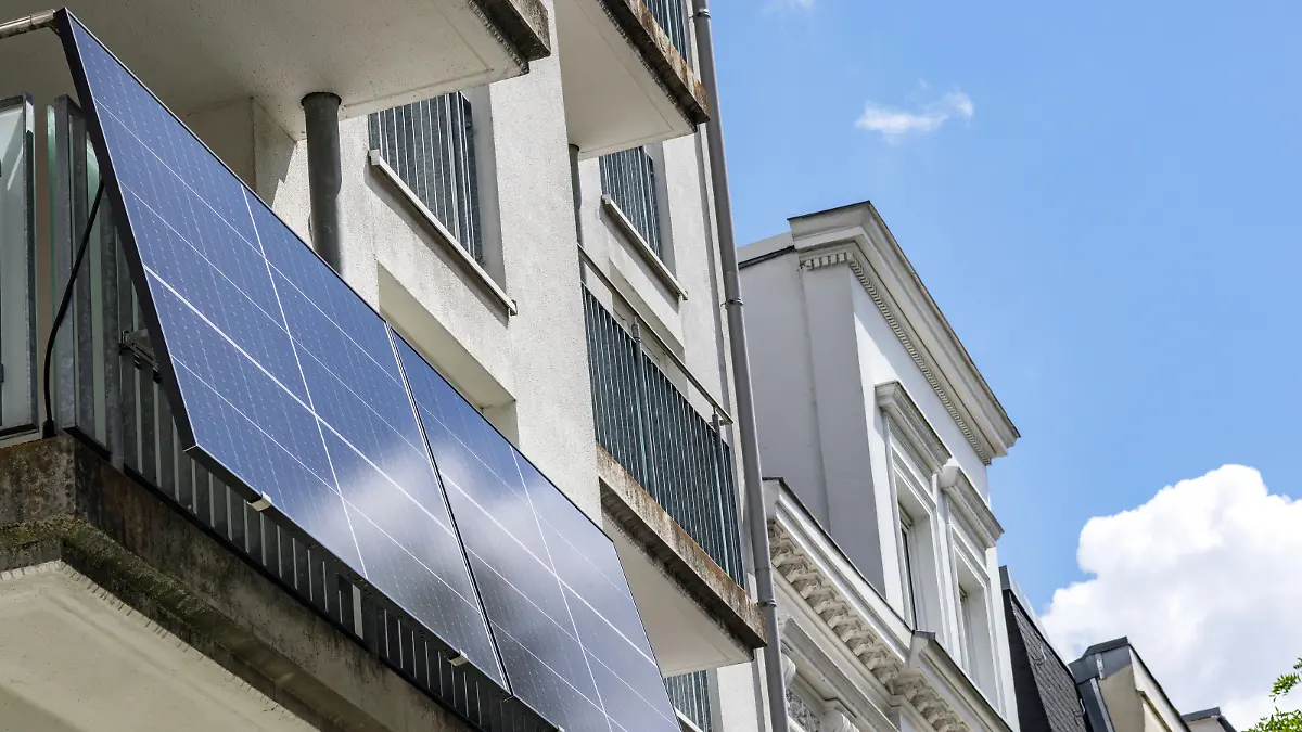 balcony solar power plant on an apartment building in hamburg