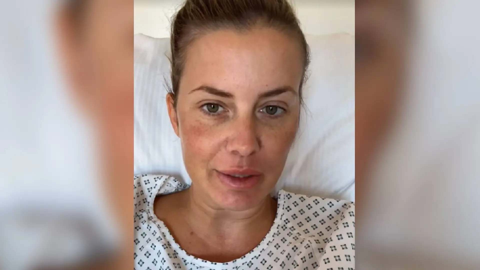 Pia Tillmann im Krankenhausbett