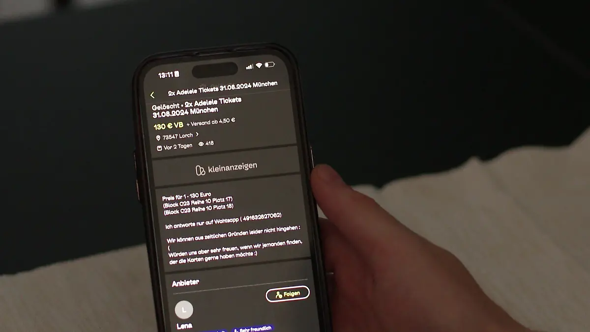 Mit solchen Anzeigen locken die Betrüger ihre Opfer in den Chat bei WhatsApp. Tickets werden die aber nie bekommen.