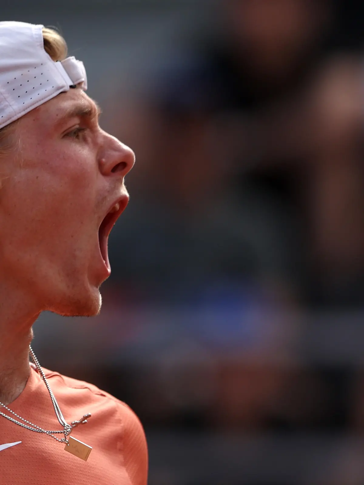 ROME, ITALY - MAY 09:  Denis Shapovalov of Canada celebrates winning the first set against Lorenzo Sonego of Italy during their singles first round match in the Internazionali BNL D'Italia at Foro Italico on May 09, 2022 in Rome, Italy. (Photo by Alex Pantling/Getty Images)