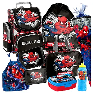 Schulranzen-Komplett-Set 'Spiderman' (neunteilig)