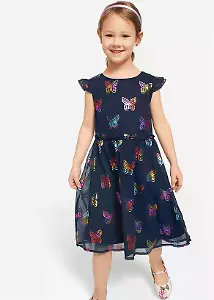 Chiffonkleid mit Schmertterlingsdruck